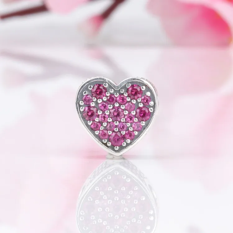 

Original 925 Sterling Silver Bead Pink Dazzling With Water Core Crystal Beads Fit Pandora Women Bracelet & Necklace Diy Jewelry