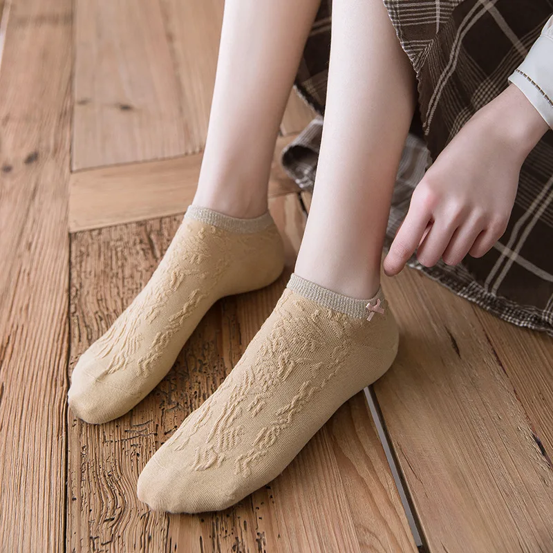 

Dreamlikelin Spring Summer Female Thin Kawaii Bow Lace Invisible Socks Breathable Cotton Short Socks