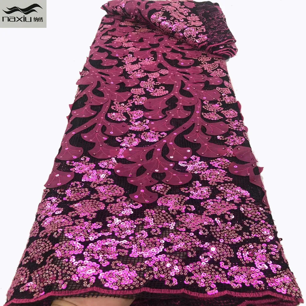 

Madison African Laces 2021 High Quality Sequence Lace Fabrics Embroidered Nigerian Tulle Mesh Lace Fabric For Wedding