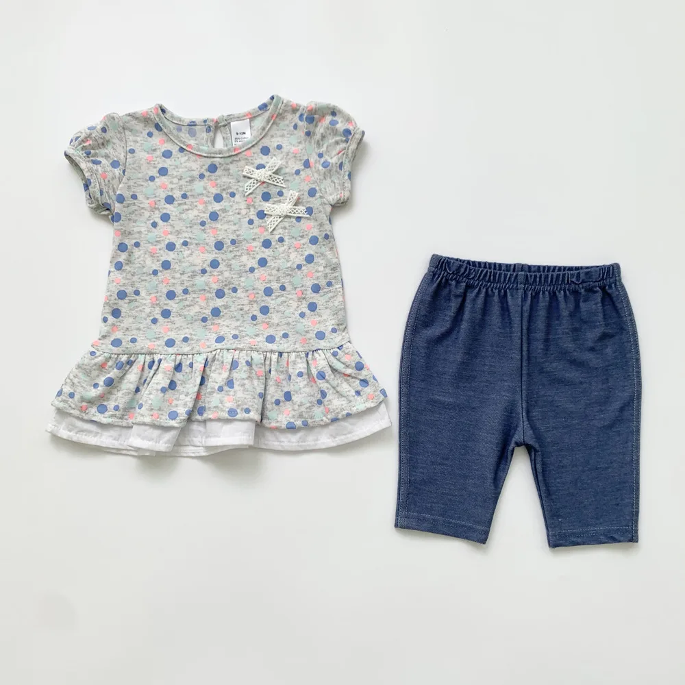 

Летний комплект одежды для маленьких девочек, новинка 2021, футболка с милым мультяшным рисунком в европейском и американском стиле + штаны, к...