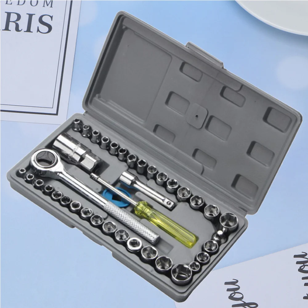 

1 Set of 40pcs Automobile Motorcycle Repair Tool Box Sleeve Screwdriver Kit Precision Socket Car Repair Tool