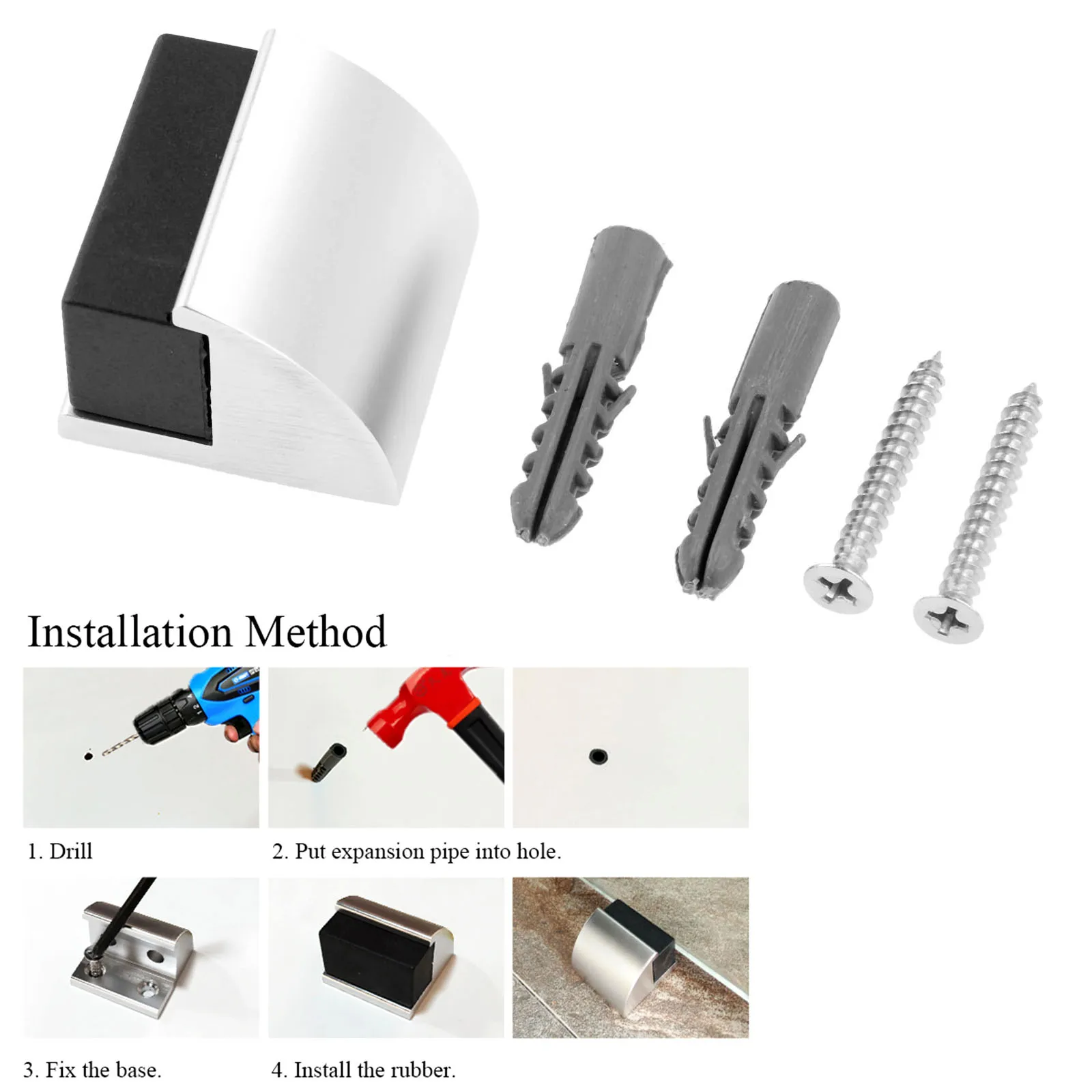 

Door Stopper Furniture Hardware Rubber Door Stops Door Holder Toilet Hidden Doorstop Aluminium Alloy Furniture Fittings