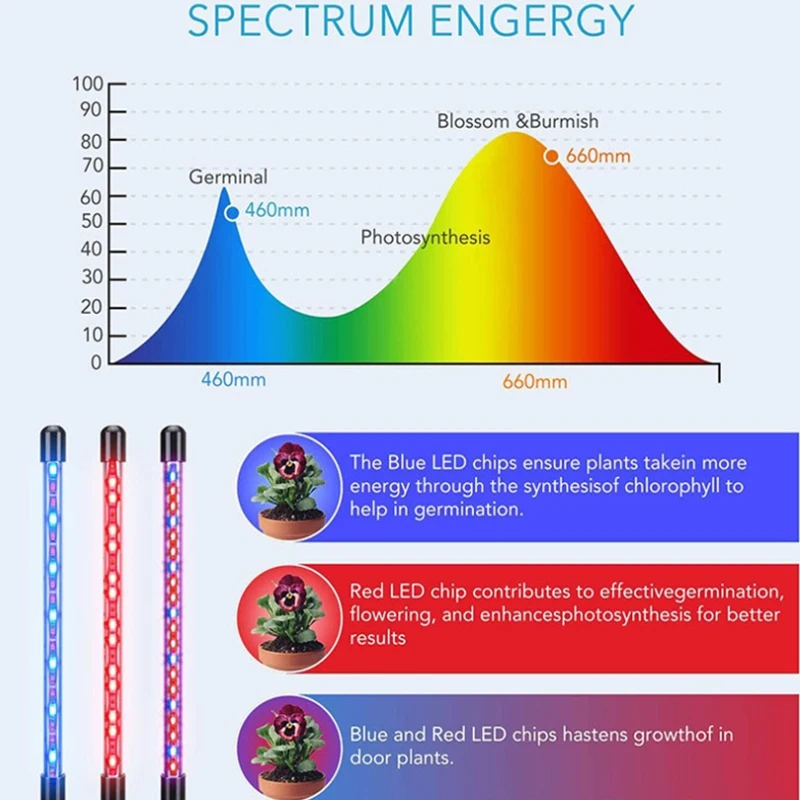 

Grow Light with Stand for Indoor Plant 4 Heads LED Growing Lamp with Remote Controll Full Spectrum 3 Modes 9 Level