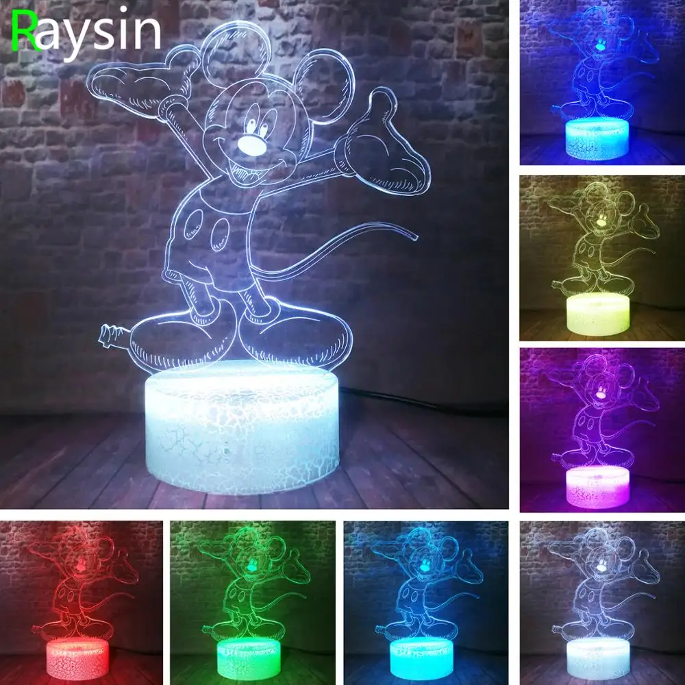 3D смарт Микки Маус мультфильм моделирование СВЕТОДИОДНЫЙ Ночник светильник