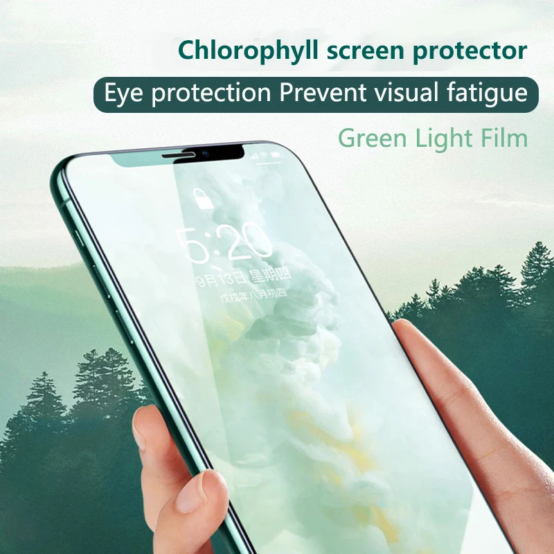 

Green Light Film For iPhone X XS XR 11 Pro Max Tempered Glass For iPhone XS Max 6 7 8 Plus Glass Chlorophyll Screen Protector