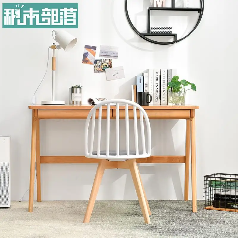 Home Nordic Simple Chair Plastic Back Desk Modern Leisure Creative Solid Wood Dining |