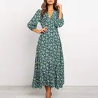Платье женское в стиле бохо, модное повседневное длинное пляжное, с цветочным принтом, для отпуска, лето 2021
