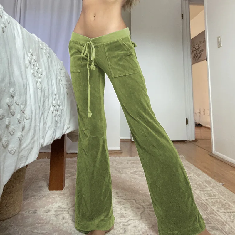

NEW Velvet Wide Leg Pants Women Pants Baggy Sweatpants Joggers Streetwear Harajuku Solid Fairy Trousers Capris Cargo Pants