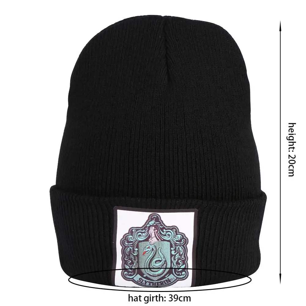 Мужская вязаная шапка Волшебная фантазия Слизерин черная короткие черные шапки