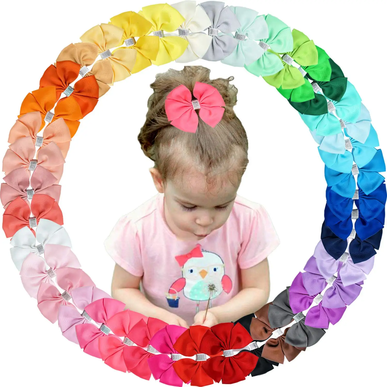 

40 Colors Hair Bows Clips Grosgrain Ribbon Boutique Hairbows Alligator Clips for Baby Girls Toddlers Kids