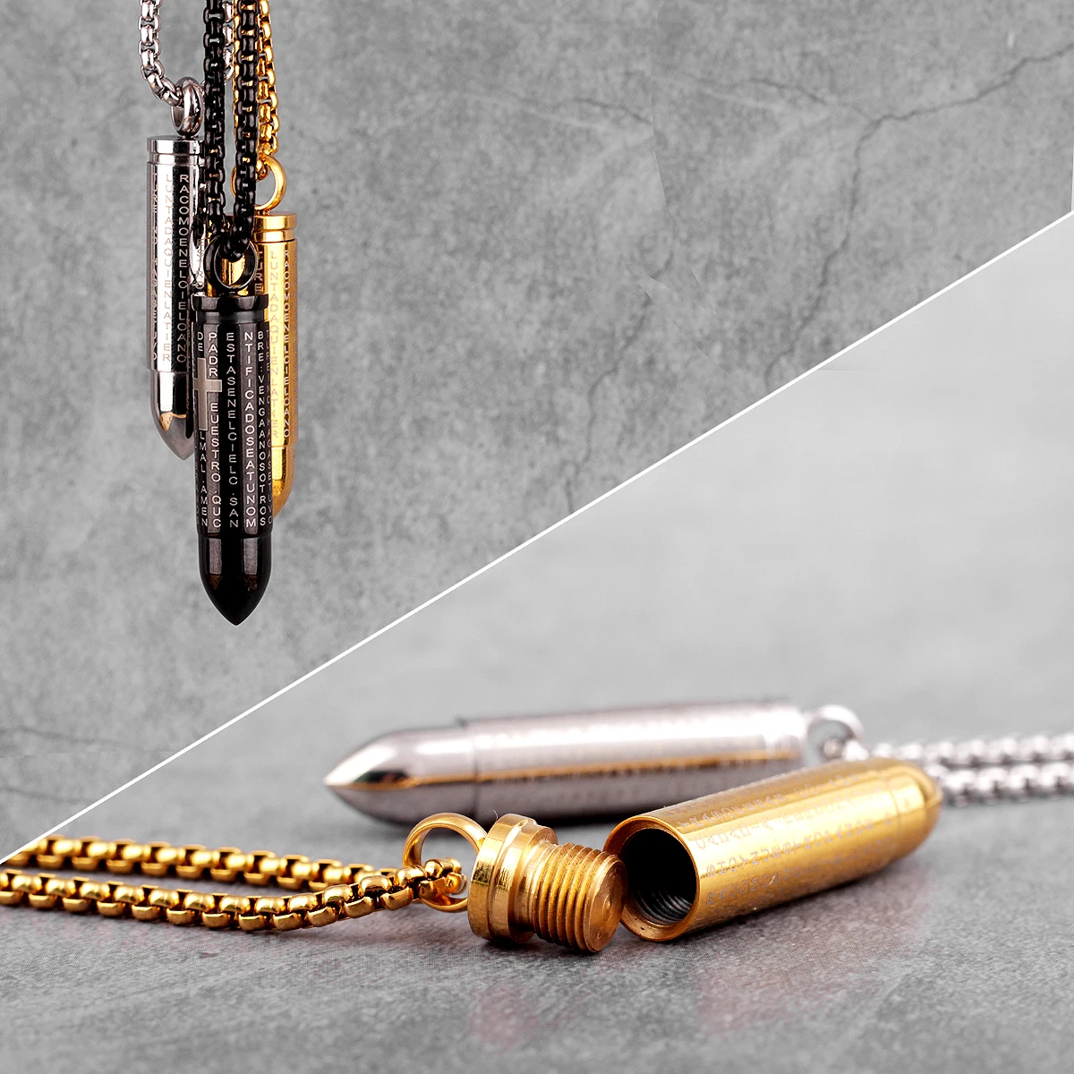 Золотистый и черный синий пуля Крест Подвески мужские ожерелья цепи для