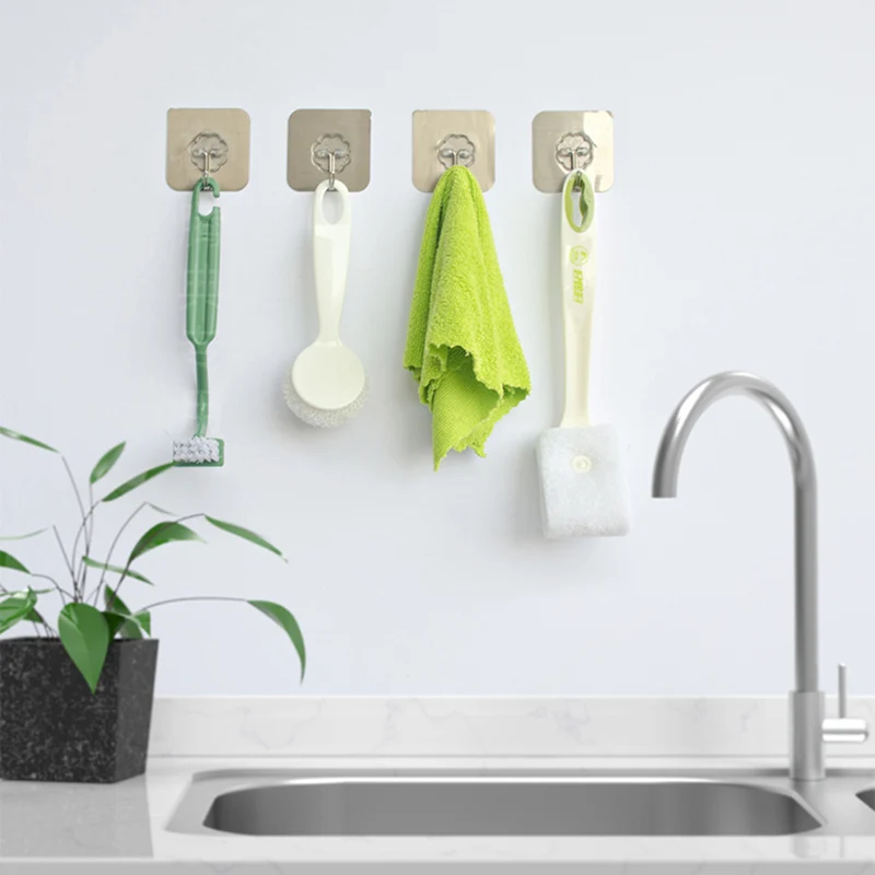 

20Pcs Brushed Wall Hooks Waterproof Oilproof Self Adhesive Hooks Reusable Seamless Hanging Hook For Bathroom Office Kitchen