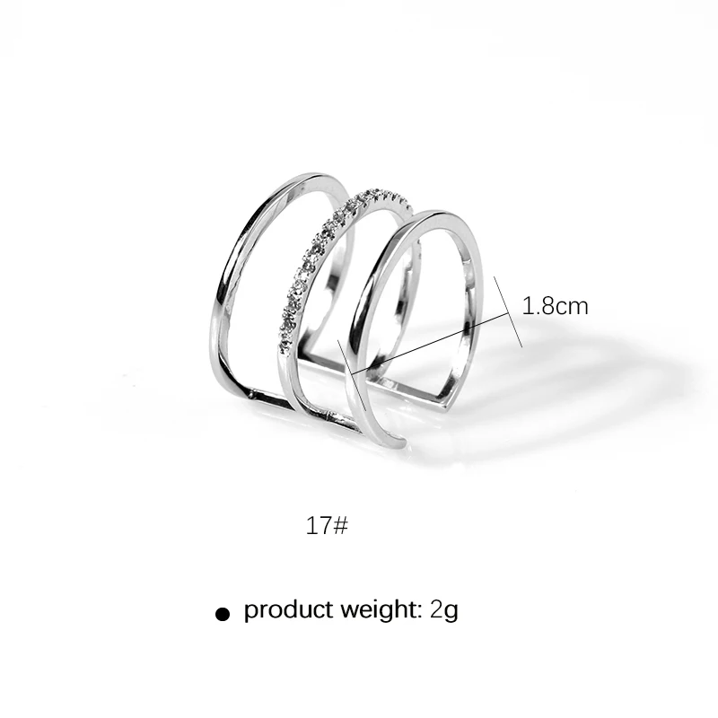 Медное обручальное кольцо с камнями CZ Серебряное металлическое манжетами для