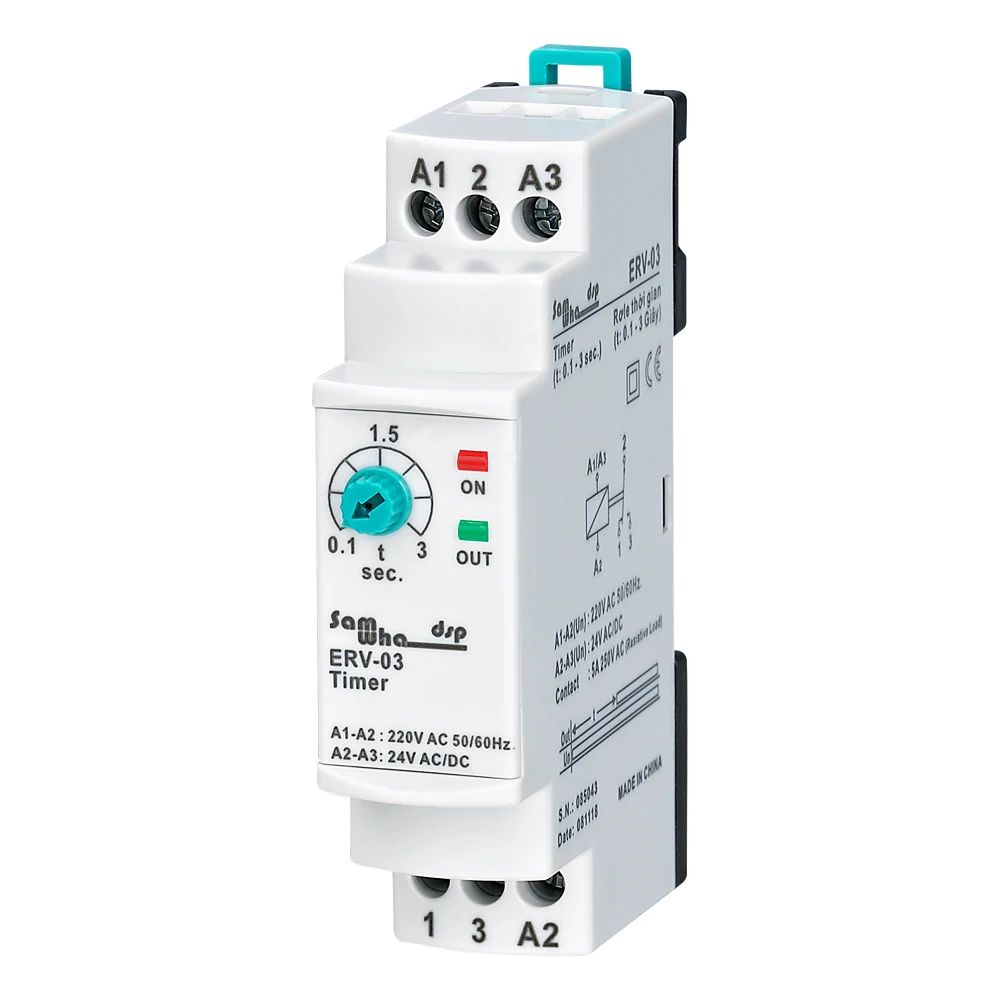 

Samwha-Dsp ERV-03 On Delay Time Relay Electronic Adjustable (0.1-3sec.)