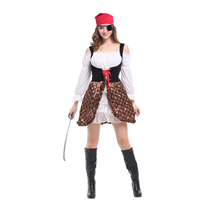 Женский костюм пиратского капитана Костюмы для ролевых игр на Хэллоуин головные