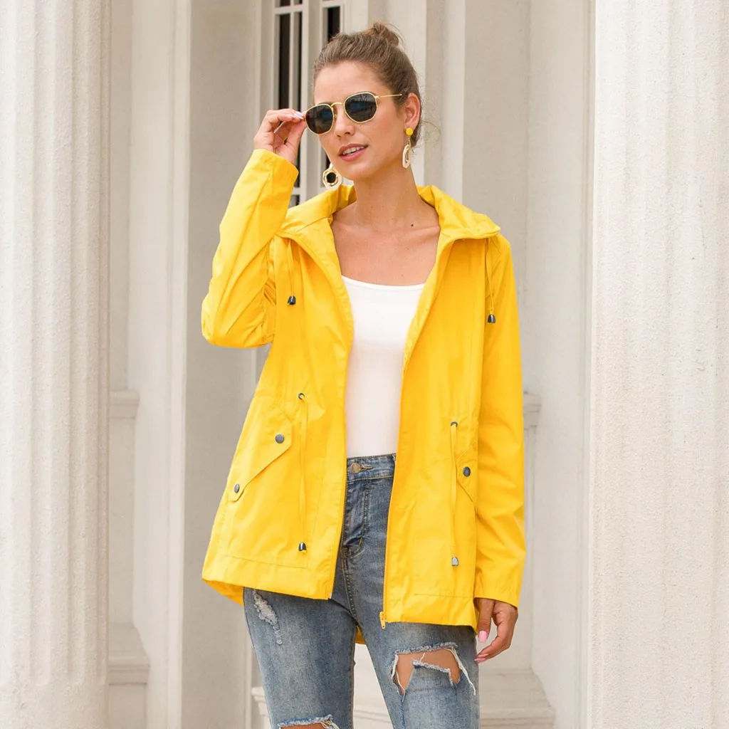 Женское непромокаемое легкое пальто Анорак со съемным капюшоном 2019 осенне