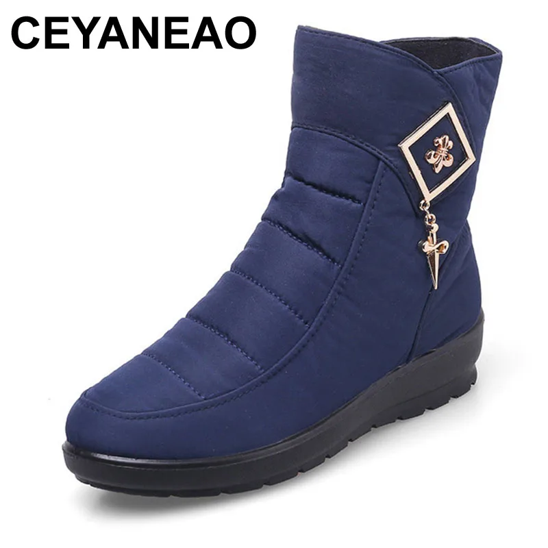 CEYANEAO 2019 зимние сапоги женские Теплые ботильоны с круглым носком Хлопковые модные