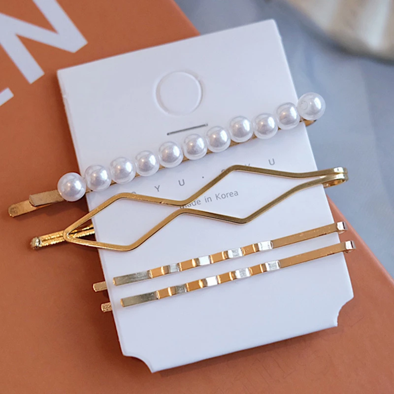 M5 -4pcs. Модные заколки для волос женские жемчужные заколки для волос свадебные ювелирные аксессуары Mujer Корейский стиль Золотой головной убор Набор для девочек - Цвет: M5 -4pcs.