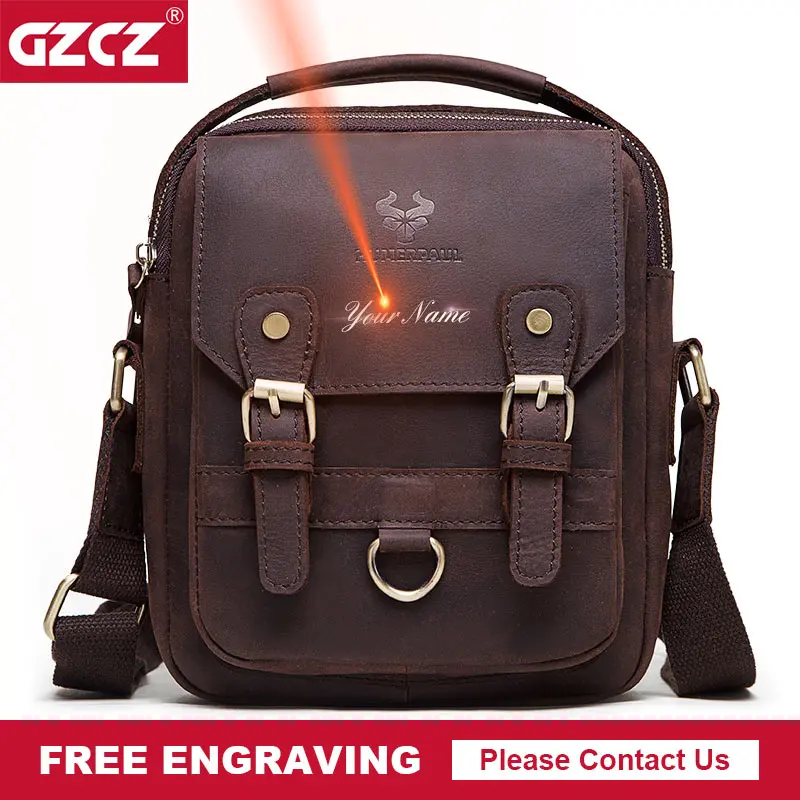 Мужская сумка-мессенджер из натуральной кожи на молнии |