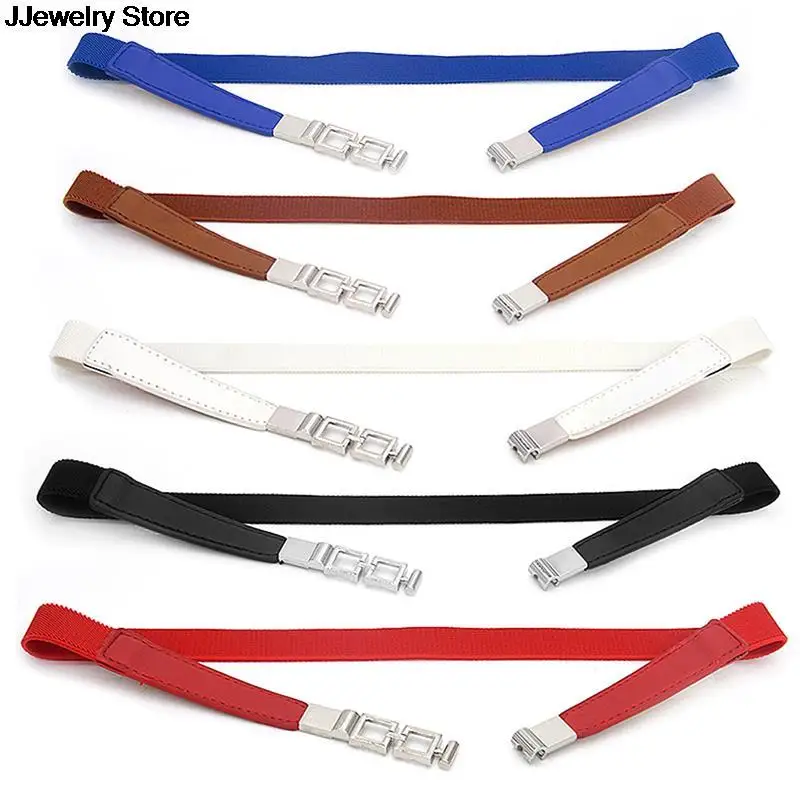 Женский эластичный пояс тонкий из искусственной кожи цвет черный/белый 1 шт. |