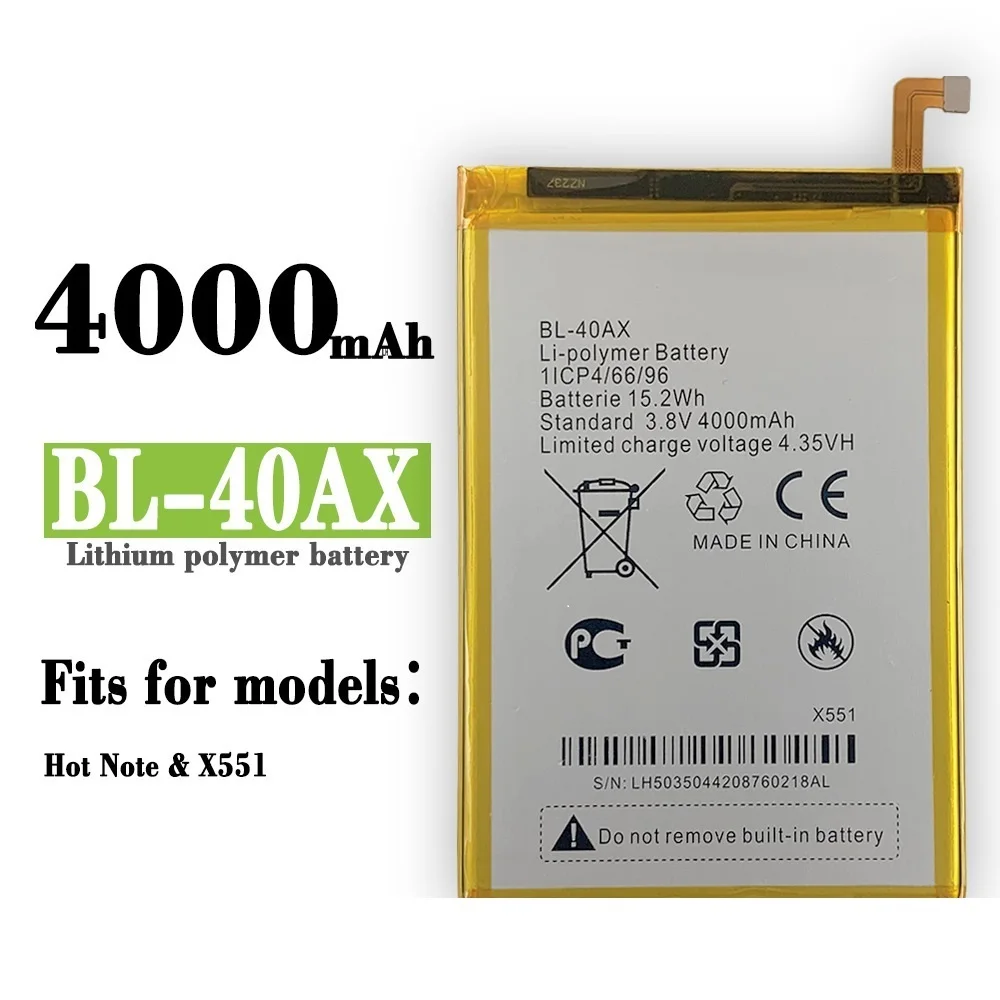 

Применяется Infinix Hot Note, X551, мобильный аккумулятор BL-40AX большой емкости, встроенная Трубная плата