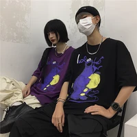 summer vintage cartoon anime monster graphic couple short sleeved t shirt kawaii korean fashion harajuku style oversized t shirt