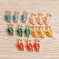 10pcs 1018mm alloy tree leaf charms for jewelry making 4 color diy enamel charms pendants necklaces earrings findings crafting
