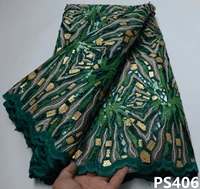 green organza lace trim african lace fabric 2021 high quality lace latest french mesh lace embroidery fabric for dress ps406 1