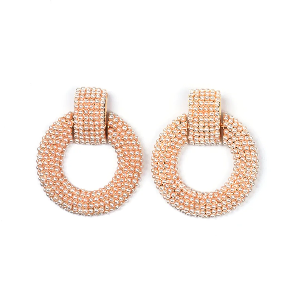 Серьги-подвески ZA с искусственным жемчугом массивные круглые квадратные