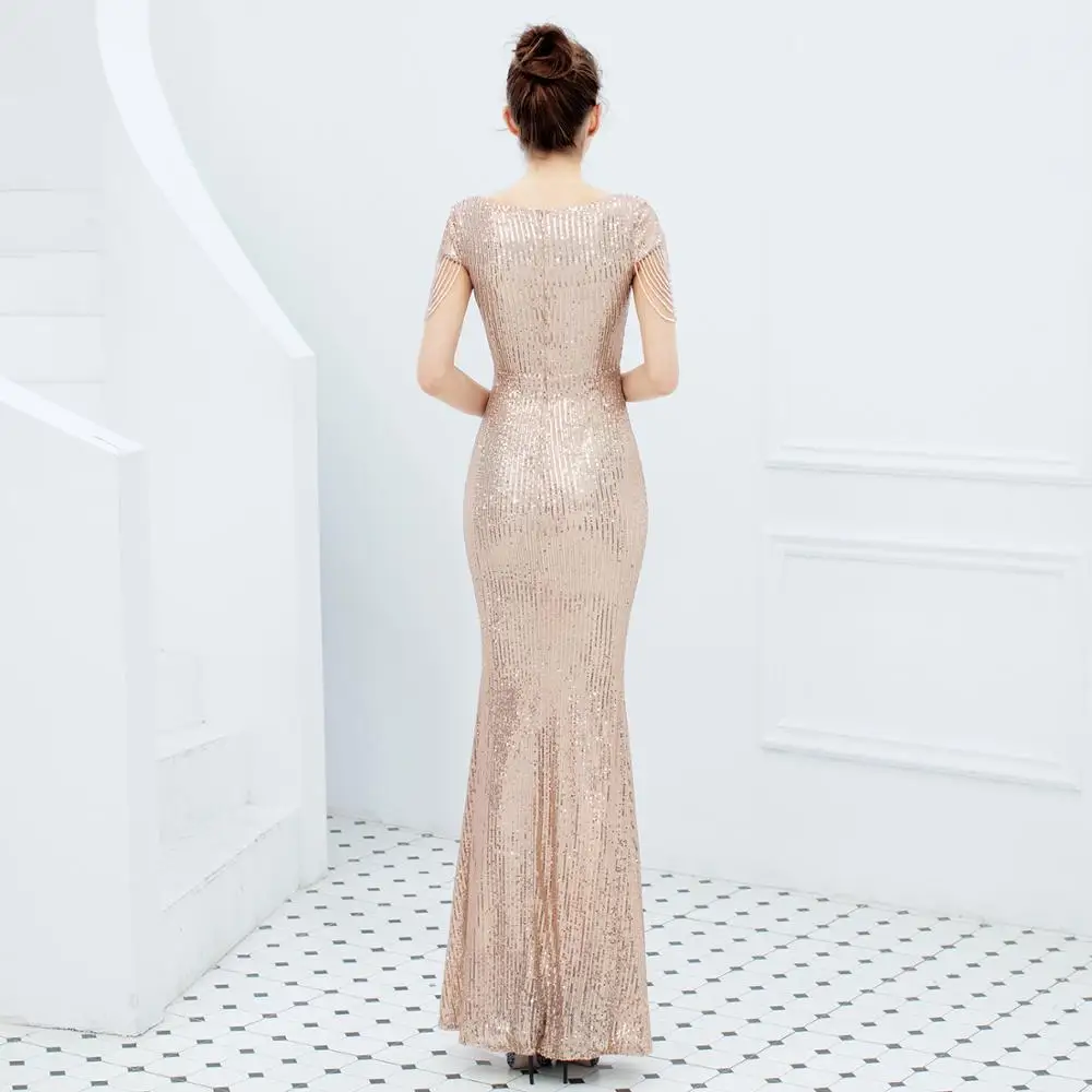 Длинные Дешевые Свадебные платья с V образным вырезом и блестками|Платья подруги