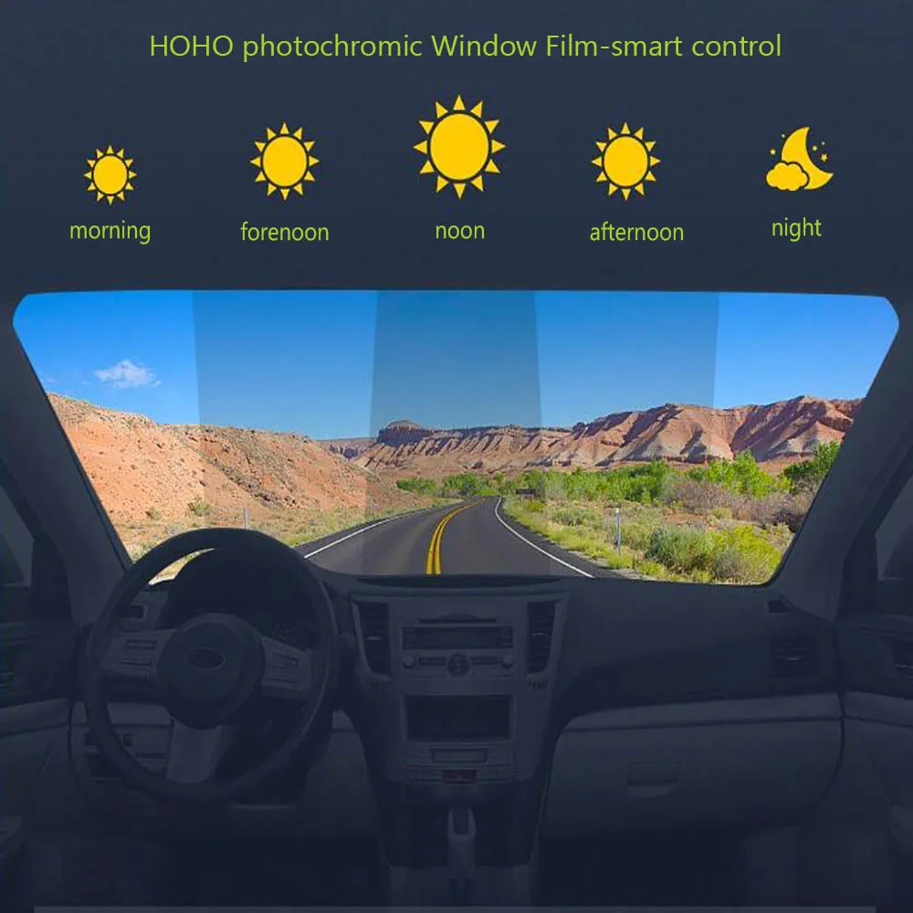 

HOHOFILM 45%-75%VLT Window Tint Smart Photochromic Film Window Film Heat Proof Solar Tint 152cmx50cm