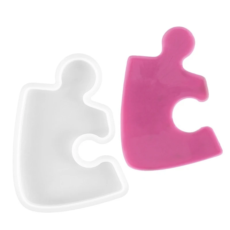 

Coaster Epoxy Resin Casting Silicone Molds DIY Jigsaw Puzzle Large Size Soft Tea Mat Resin Casting Mold Art Craft Tools