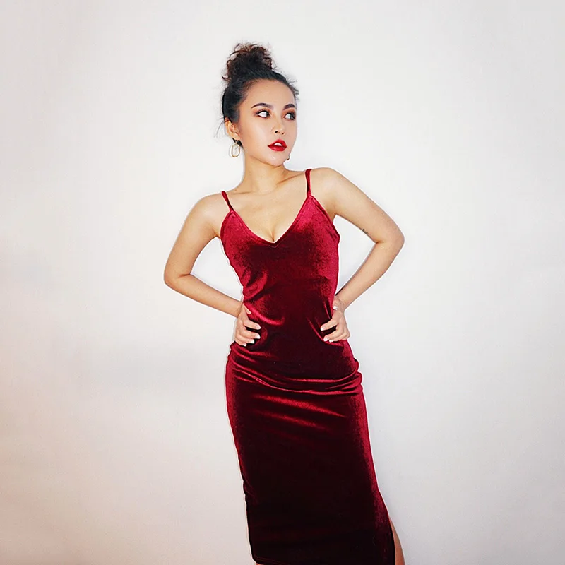 Платье женское Осеннее/зимнее облегающее красное с открытой спинкой|backless dress|winter