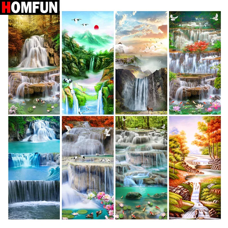 

Алмазная 5d картина HOMFUN «красивый пейзаж Водопад», Набор для вышивки крестиком, квадратная, круглая, ручная работа, стразы