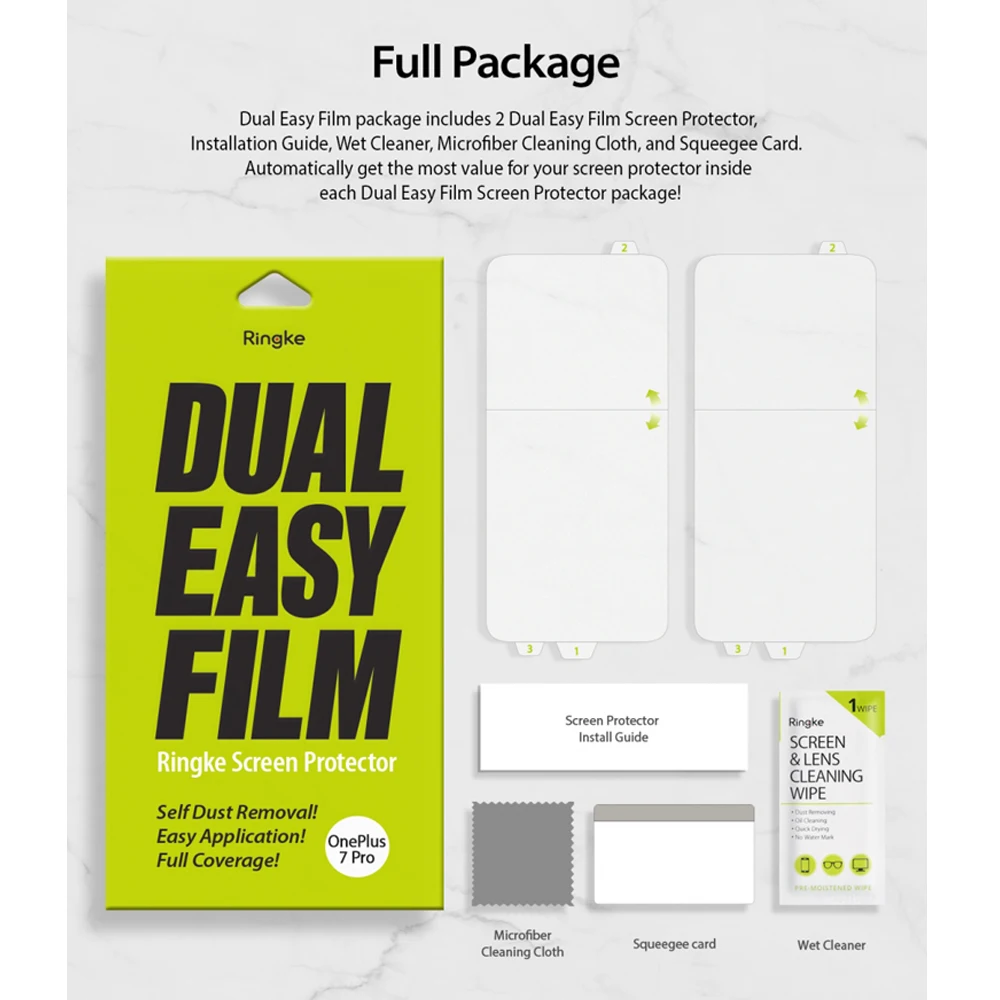 

Ringke Screen Protector Dual Easy Film [2 Pack] for Oneplus 7 Pro High Resolution [Anti-Smudge Coating] Easy Application Film