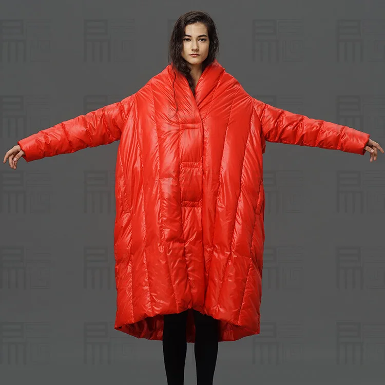 S-4XL, плюс размер, 90% утиный пух, пальто, модный бренд, высокий воротник, плащ, стиль, длинный пуховик, женский большой размер, толстое теплое пальто wj1305