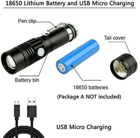 Светодиодный фонарь 12000 лм 4 режима T6/L2/V6 с USB питанием от 1*18650 батареи