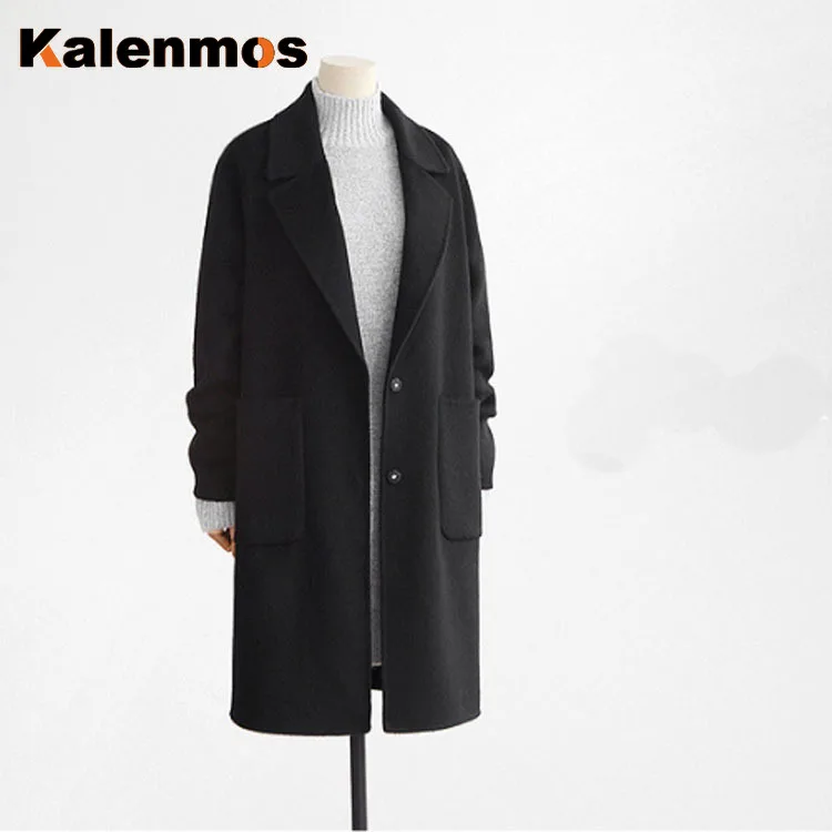 Большие размеры плотное длинное зимнее пальто для женщин отложной воротник