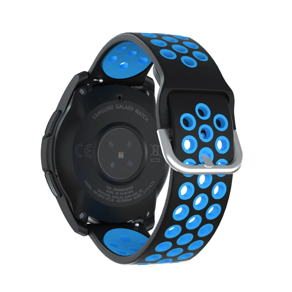 Black blue Для samsung Galaxy Watch 46 мм силиконовый ремешок для часов Ремешок для gear S3 Frontier/классические умные часы браслет для huawei GT/GT2 - Цвет: Black blue