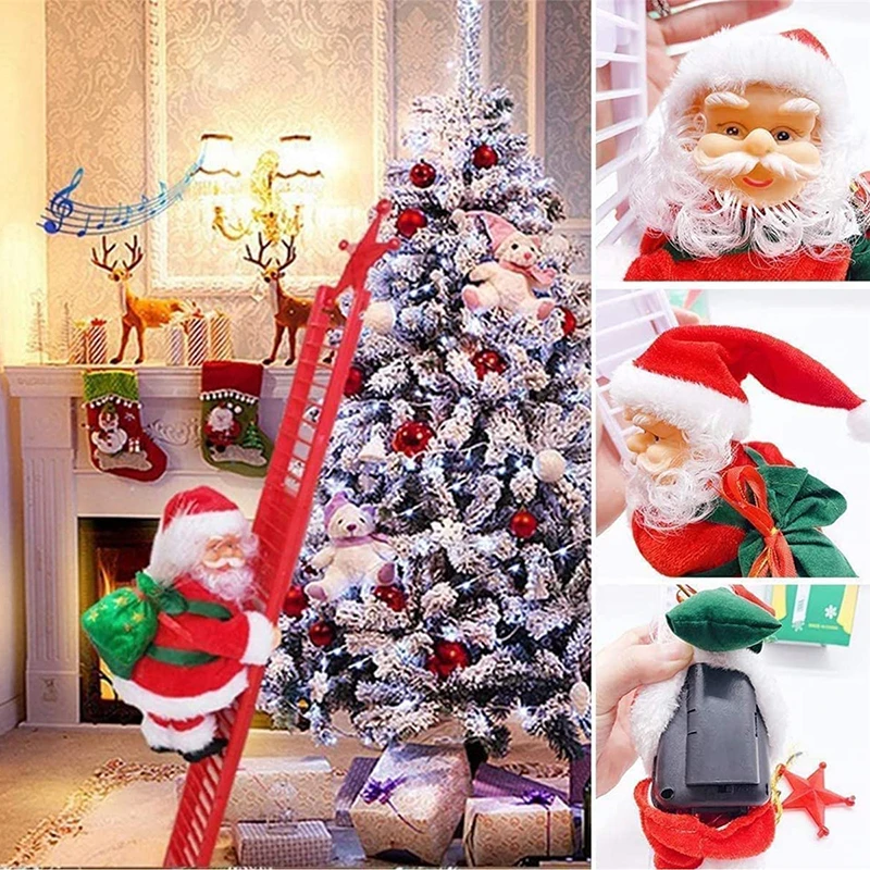 Decoraci&oacute;n navide&ntilde;a de Pap&aacute; Noel, escalera el&eacute;ctrica para escalar, cuentas, regalos de Navidad para ni&ntilde;os, Juguetes-4