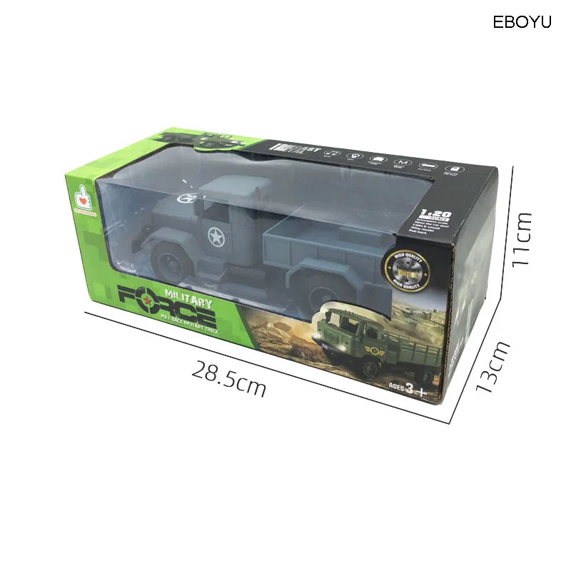 EBOYU 1:20 Pull and Go мини-грузовик литой классический военный грузовик армейские