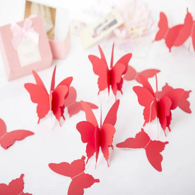 2.7M 3D Paper Garland Butterfly Banner kids Baby Shower Bunting for Valentine's Day Wedding Birthday Party Decoration | Дом и сад