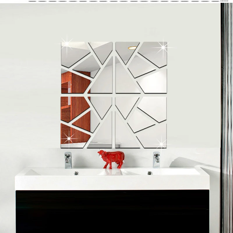 

Three Dimensional DIY Mirror Combination Square Wall Sticker Porch Living Room TV Background Wall Decor Irregular Mirror Sticker