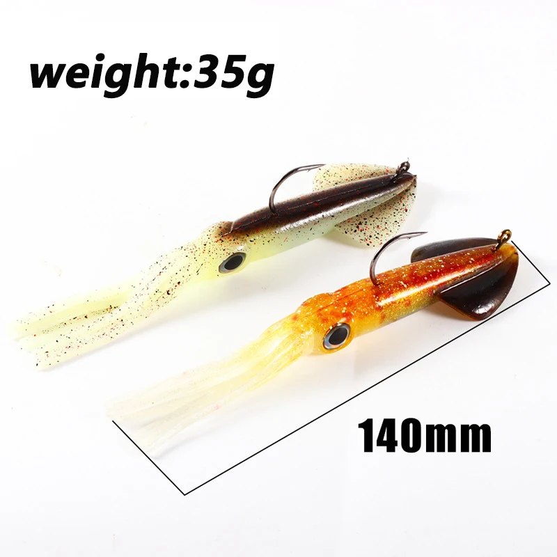 1 шт. 14 см 35 г УФ рыболовная приманка в виде кальмара с металлическим грузилом