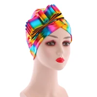 fashion new ladies muslim headscarves colorful laser metal style headwear hairband hat hair accessories turban