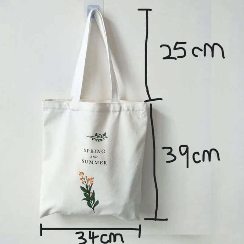 

Women's Casual Canvas Shoulder Bag Flowers Printing Shopping Bag Cotton Cloth Lady Handbag Eco Reusable Large Tote Shopper Bags