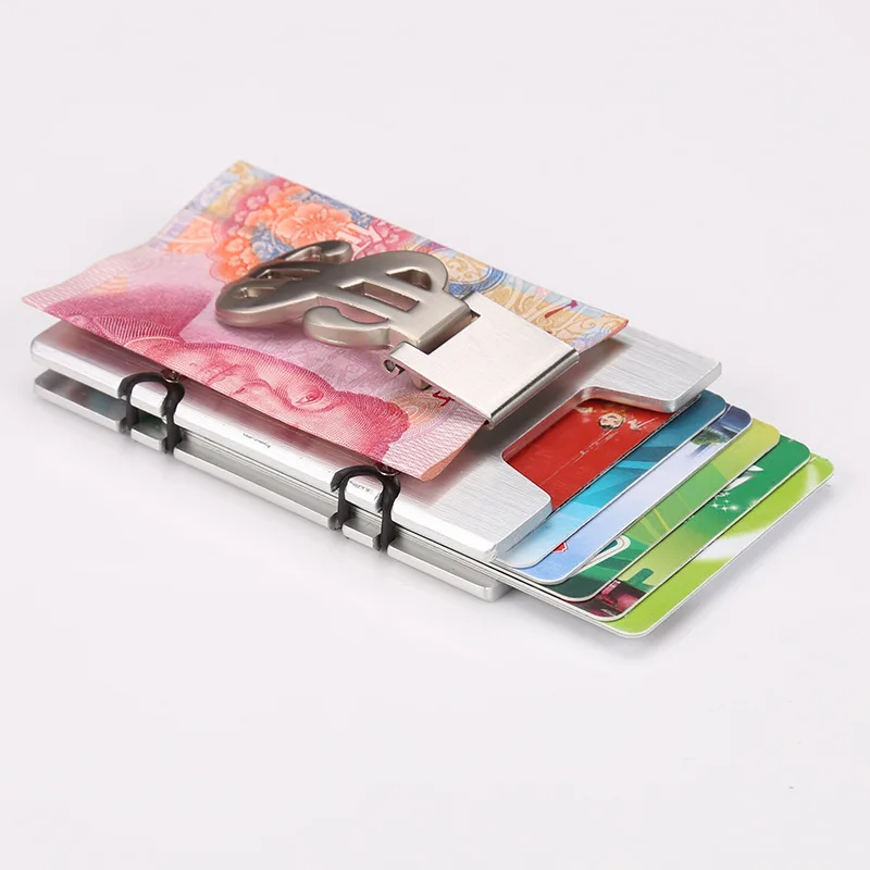 2019 New Mini Card Holder Wallet Aluminum Alloy Men Credit ID Card Case Small Thin Purse Metal Card Box with Dollar Clip