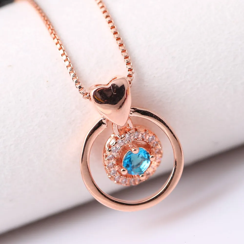 

Новинка, подвеска из розового золота, Темпераментная Женская круглая инкрустация, ожерелье с цирконием