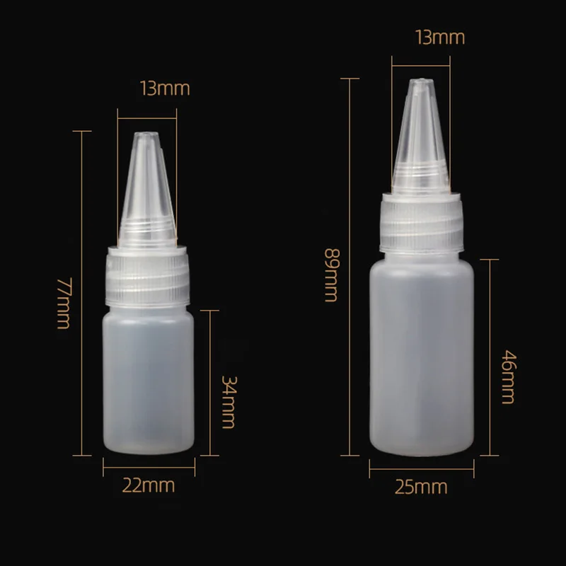 

10pcs/lot 10ml/20ml30ml/50ml Empty Pe Plastic Glue Bottles With Screw-on Lids Squeeze Liquid Ink Oil Dropper Bottles