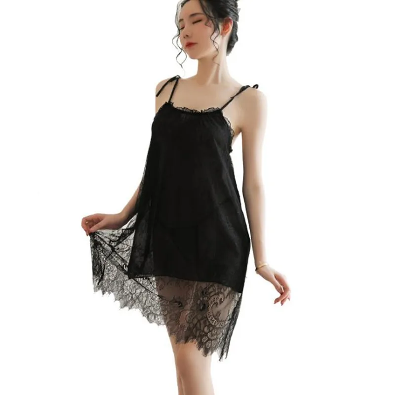 Женское нижнее белье сексуальное жаккардовое платье с лямкой на шее двухслойное